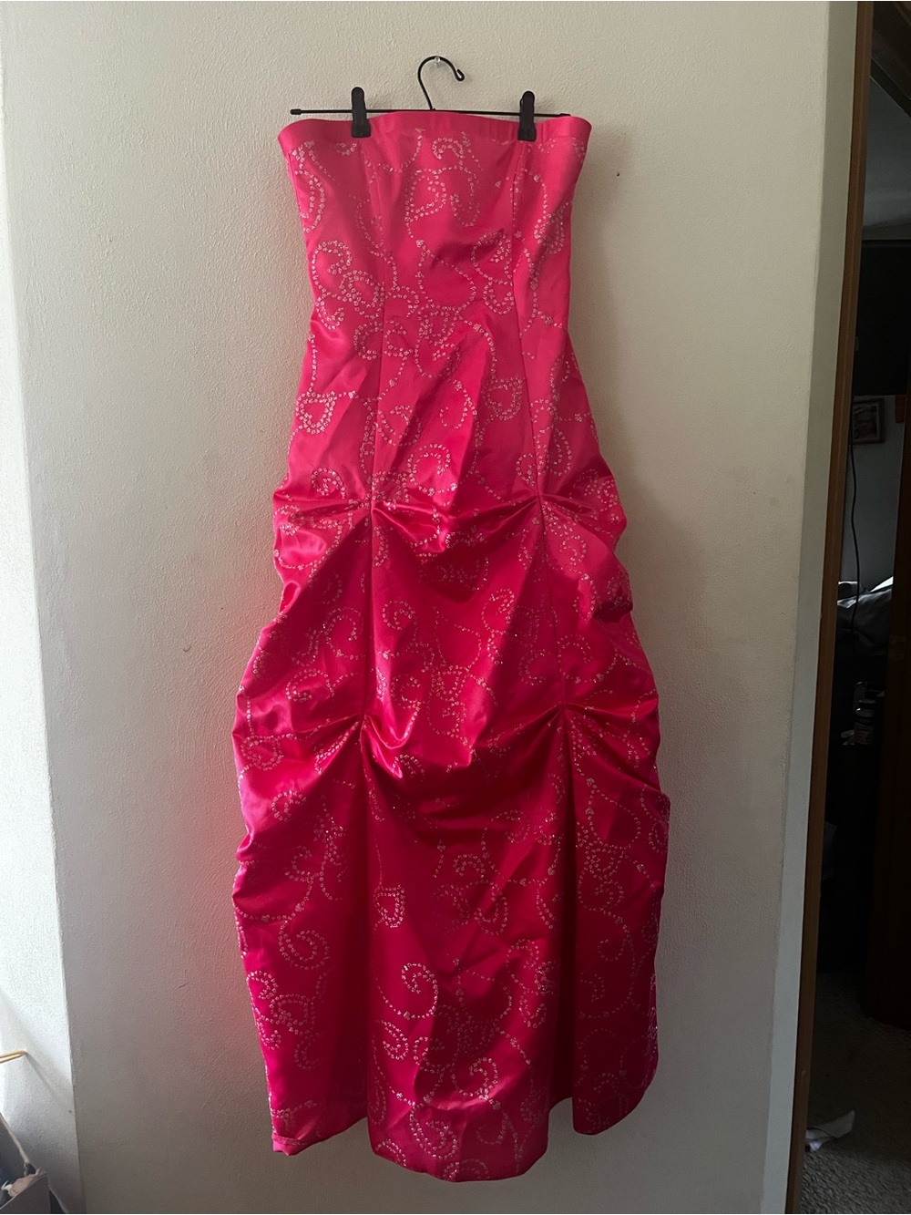 Strapless Hot Pink Prom Dress
